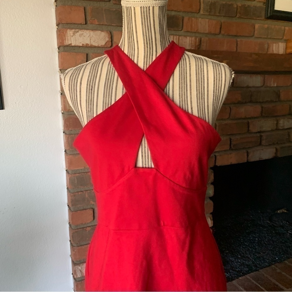 NWT NBD Abriel Criss Cross Front Cut-Out Dress Red Sz L - Picture 4 of 8